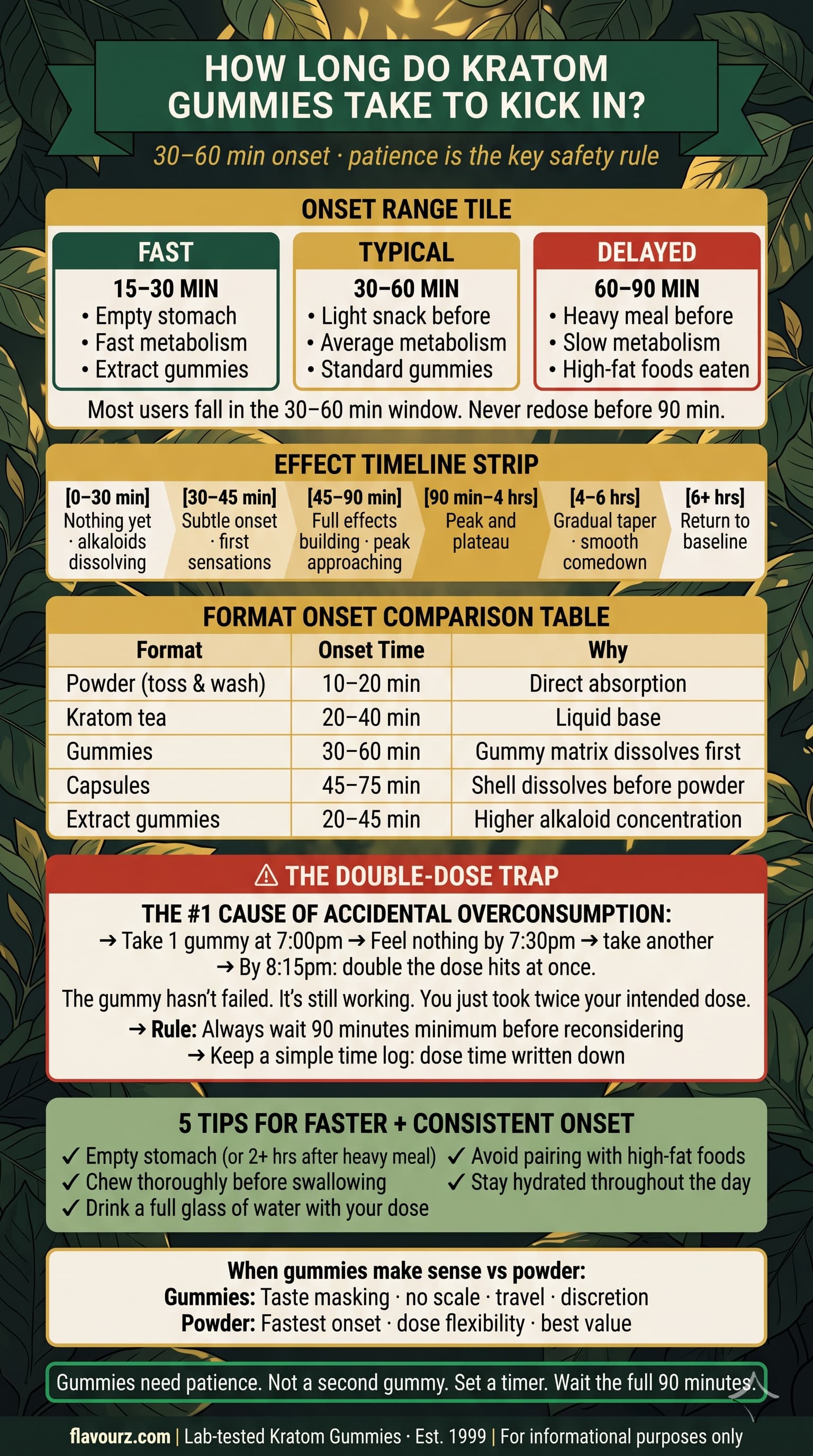infographic for How Long Do Kratom Gummies Take to Kick In